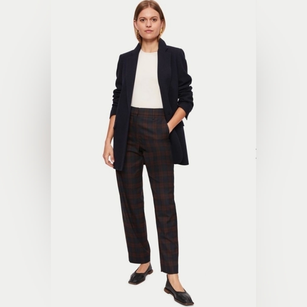 Jigsaw Wool Pant Navy Plaid Cuffed Uk 16 Us 12 Preppy Nwot — image 2 of 8